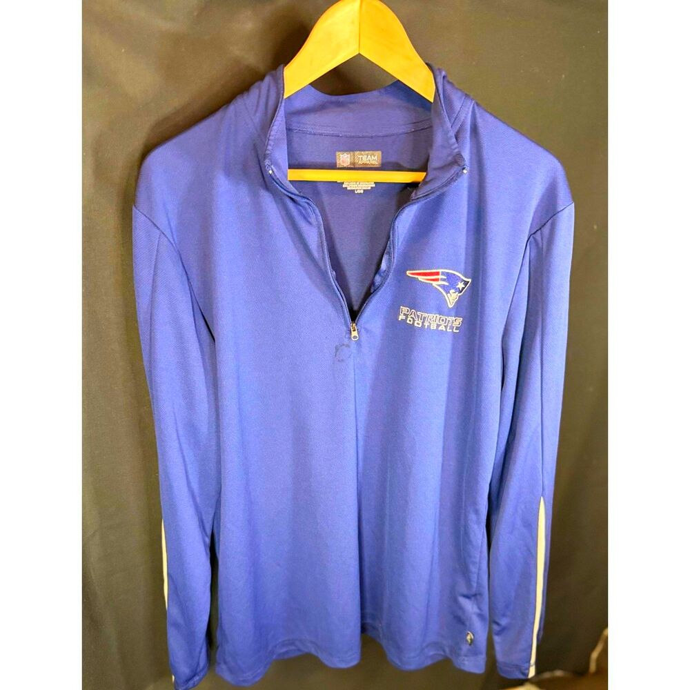 New England Patriots NFL Team Apparel 1/4 Zip Pullover Jacket Blue Men's L